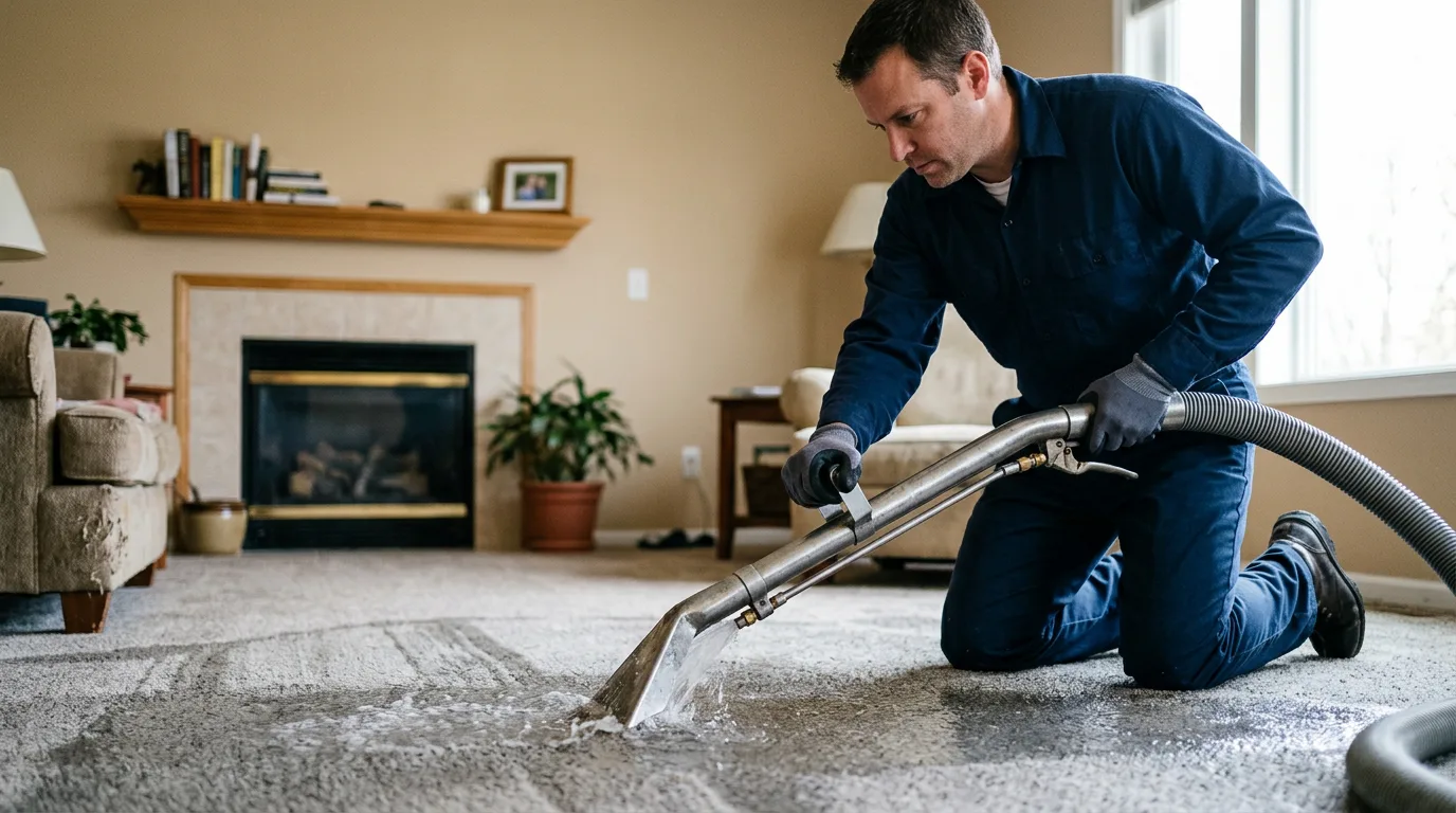 Water damage restoration technician working near Norway, IA